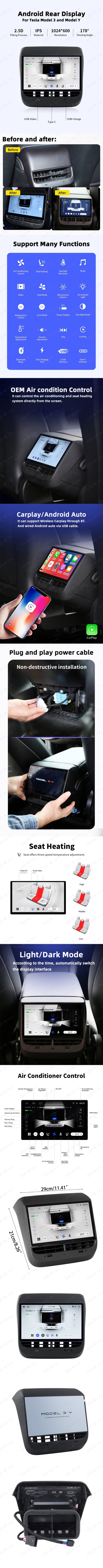 Pantalla trasera Tesla 3